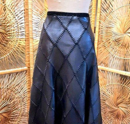 Vintage 80's Leather Patchwork Skirt - Yatva