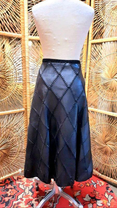 Vintage 80's Leather Patchwork Skirt - Yatva