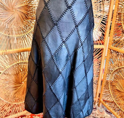 Vintage 80's Leather Patchwork Skirt - Yatva