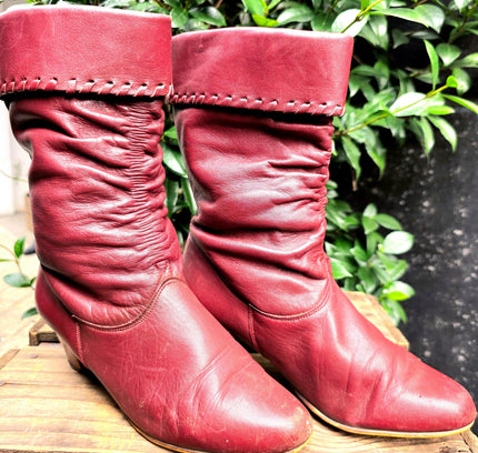 Vintage 80's Leather Pull Boots - Yatva