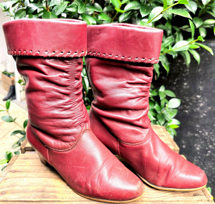 Vintage 80's Leather Pull Boots - Yatva