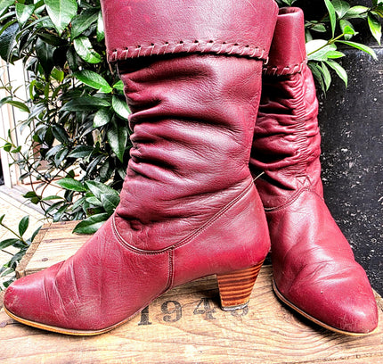 Vintage 80's Leather Pull Boots - Yatva
