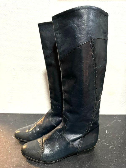 Vintage 80s Leather Pull up boots - Yatva