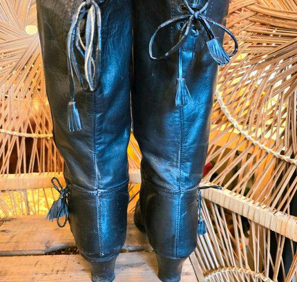 Vintage 80s Leather Pull up Boots - Yatva