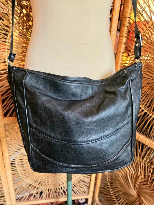 Vintage 80's Leather Shoulder Bag - Yatva