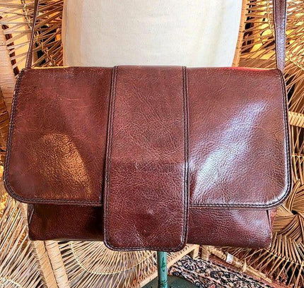 Vintage 80s Leather Shoulder Bag - Yatva