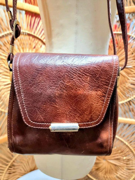 Vintage 80's Leather Shoulder Bag - Yatva