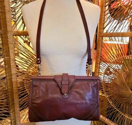 Vintage 80s Leather Shoulder / Clutch Bag - Yatva