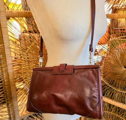 Vintage 80s Leather Shoulder / Clutch Bag - Yatva