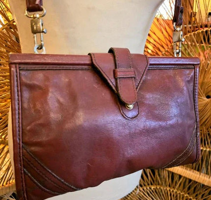 Vintage 80s Leather Shoulder / Clutch Bag - Yatva