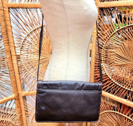 Vintage 80s Leather Shoulder & Clutch Tas - Yatva