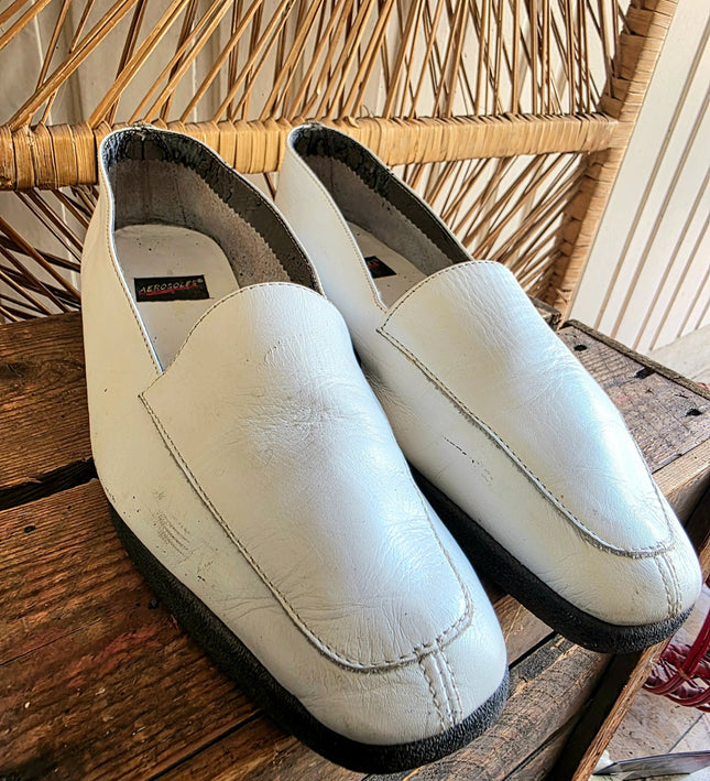 Vintage 80s Leather Slip On Loafers - Yatva