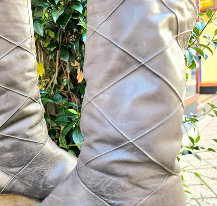 Vintage 80's Leather Wedge Boots - Yatva