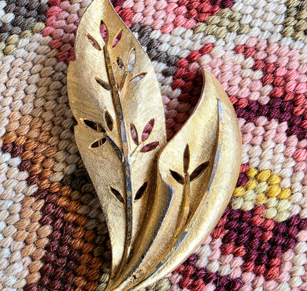 Vintage 80's Leaves Brooch - Yatva