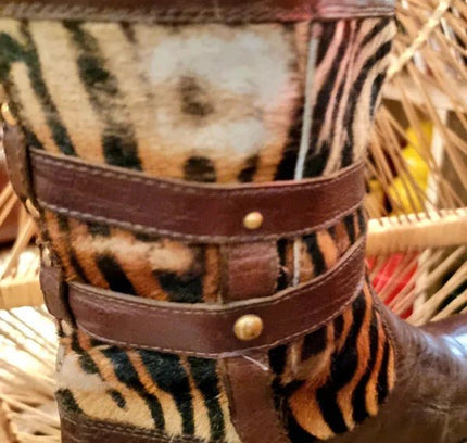 Vintage 80's LS Leather Leopard Boots - Yatva