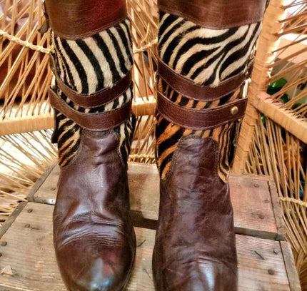 Vintage 80's LS Leather Leopard Boots - Yatva