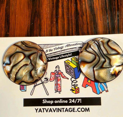 Vintage 80s Marble Lucite Style Made in Germany Clip on Earrings - Yatva