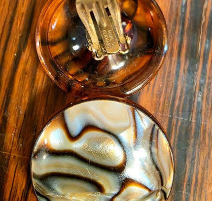 Vintage 80s Marble Lucite Style Made in Germany Clip on Earrings - Yatva