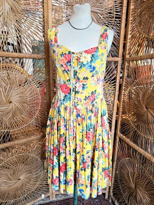 Vintage 80's Milkmaid Style Dress - Yatva