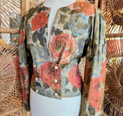 Vintage 80's MK Exclusive Cropped Floral Blazer - Yatva