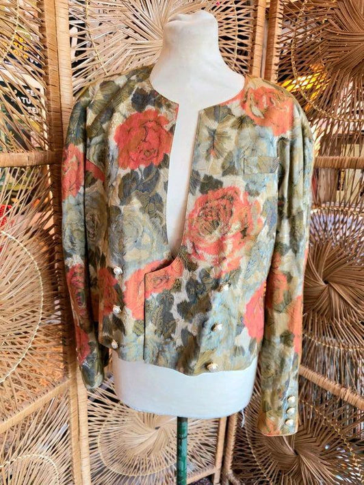 Vintage 80's MK Exclusive Cropped Floral Blazer - Yatva