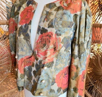 Vintage 80's MK Exclusive Cropped Floral Blazer - Yatva