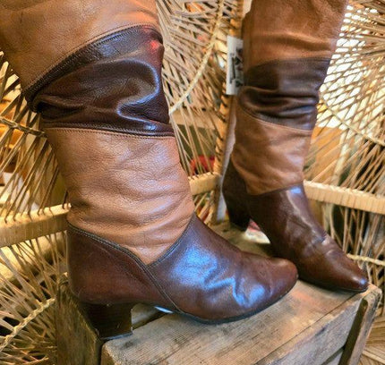 Vintage 80s Multi - colour Leather Boots - Yatva