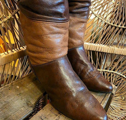 Vintage 80s Multi - colour Leather Boots - Yatva