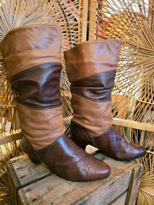 Vintage 80s Multi - colour Leather Boots - Yatva