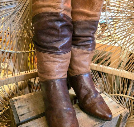Vintage 80s Multi - colour Leather Boots - Yatva