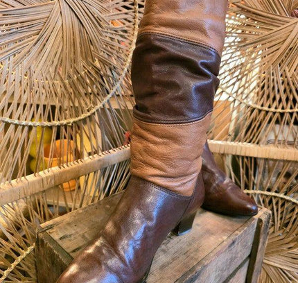 Vintage 80s Multi - colour Leather Boots - Yatva