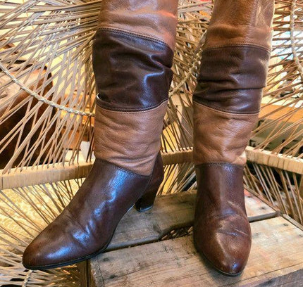 Vintage 80s Multi - colour Leather Boots - Yatva
