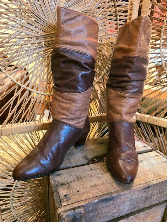Vintage 80s Multi - colour Leather Boots - Yatva