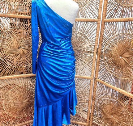 Vintage 80s One Shoulder Glitter Dress - Yatva