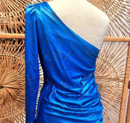 Vintage 80s One Shoulder Glitter Dress - Yatva