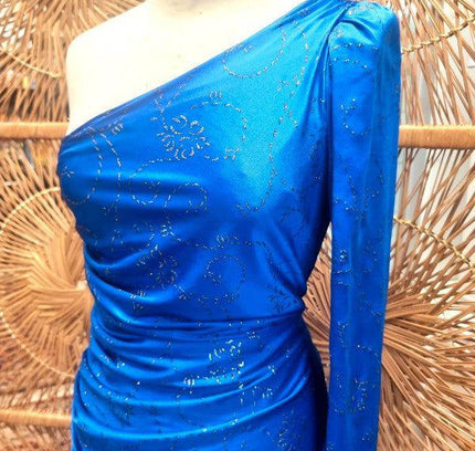 Vintage 80s One Shoulder Glitter Dress - Yatva