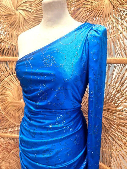 Vintage 80s One Shoulder Glitter Dress - Yatva