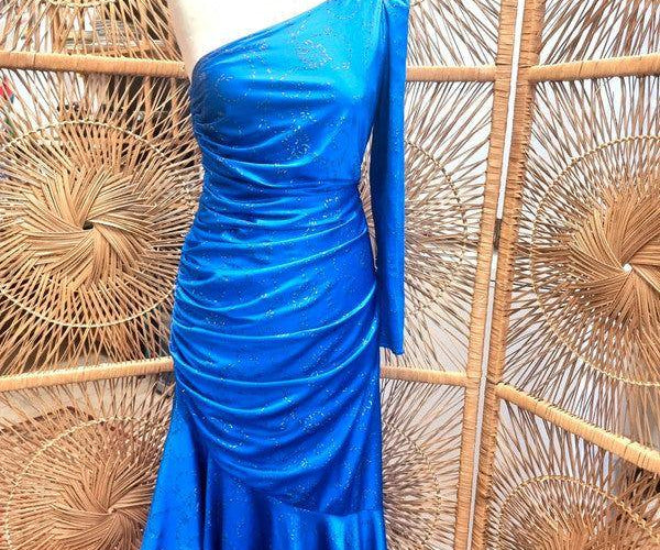 80s one shoulder dress 80s One Shoulder Origami Dress
