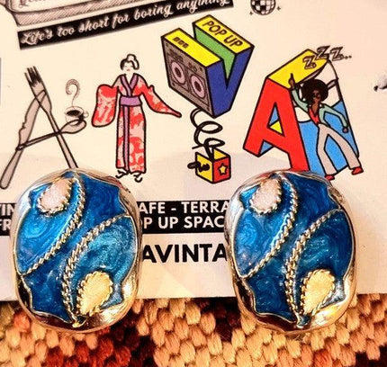 Vintage 80's Oval Clip - On Earrings - Yatva