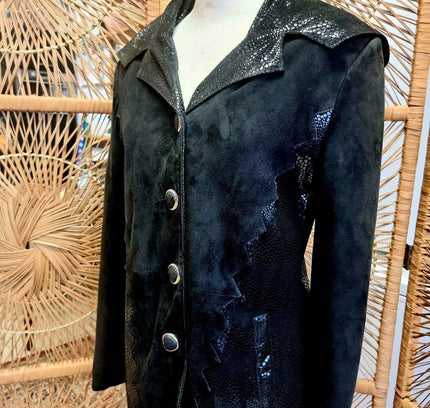 Vintage 80's Paris Leather Fashion Hooded Jacket - Yatva