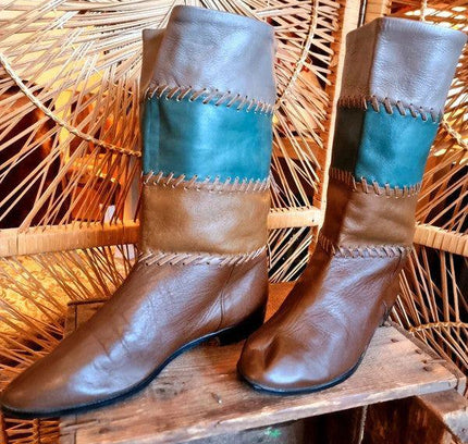Vintage 80's Patchwork Leather Boots - Yatva