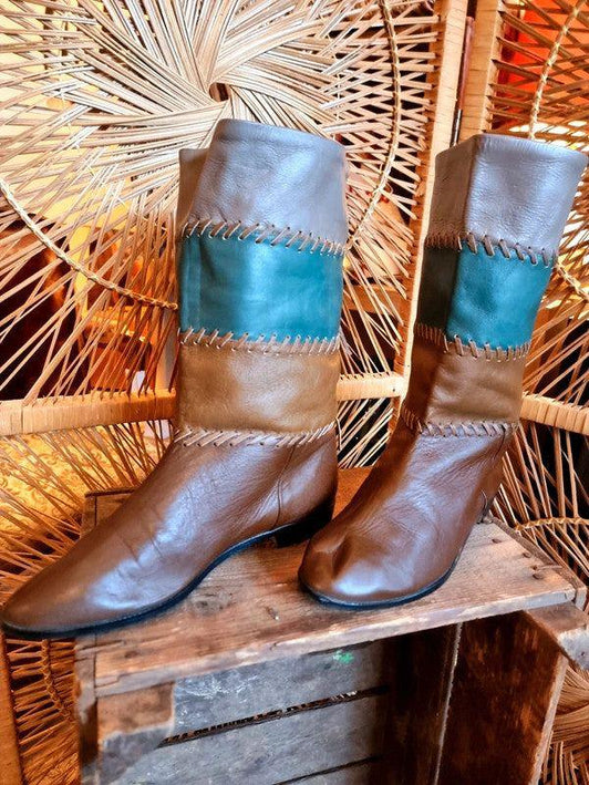 Vintage 80's Patchwork Leather Boots - Yatva