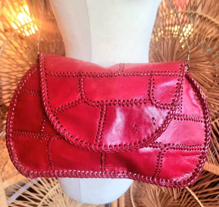 Vintage 80's Patchwork Leather Shoulder Bag - Yatva