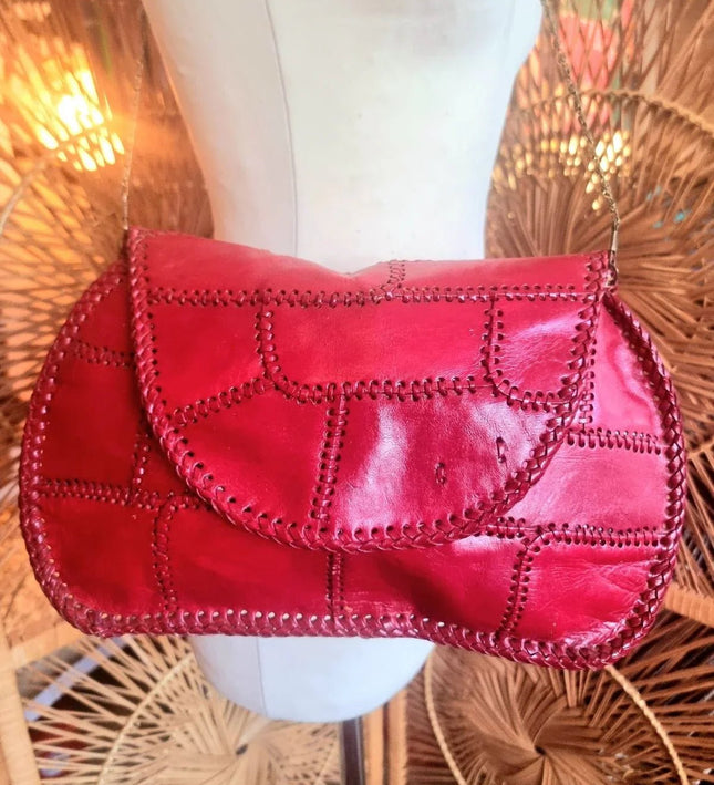 Vintage 80's Patchwork Leather Shoulder Bag - Yatva