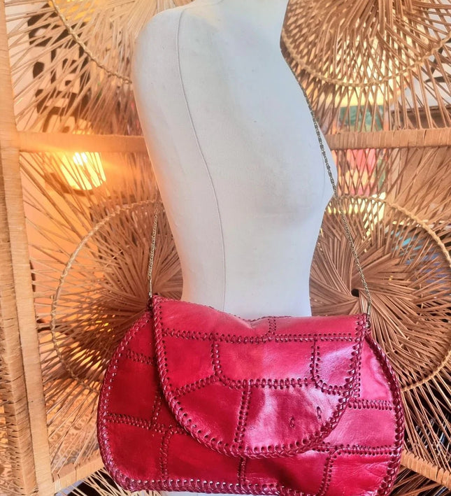 Vintage 80's Patchwork Leather Shoulder Bag - Yatva