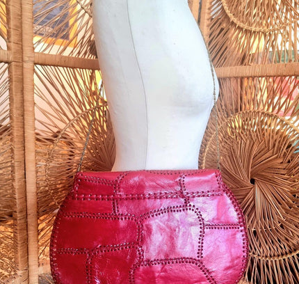 Vintage 80's Patchwork Leather Shoulder Bag - Yatva