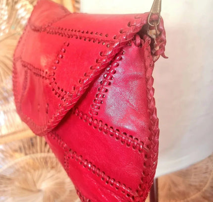 Vintage 80's Patchwork Leather Shoulder Bag - Yatva