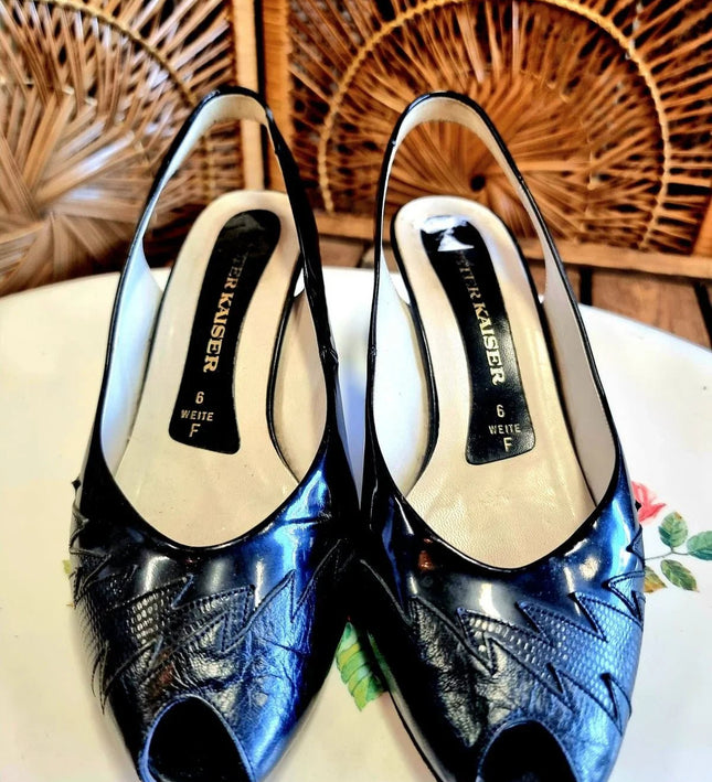 Vintage 80s Peter Kaiser Slingback Shoes - Yatva