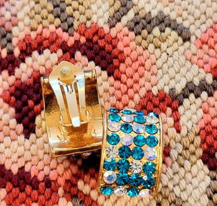 Vintage 80's Rectangle Clip - On Earrings - Yatva