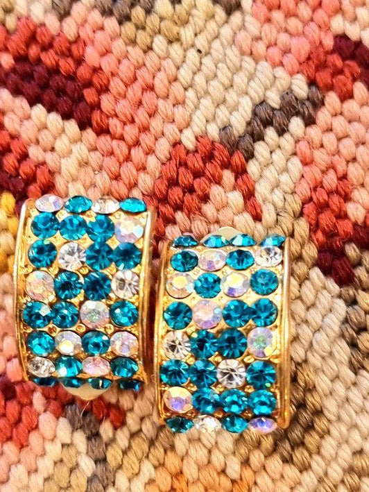 Vintage 80's Rectangle Clip - On Earrings - Yatva